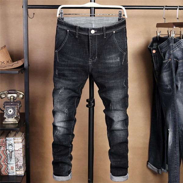 

new arrival spring autumn jeans men fashion elasticity men's black jeans comfortable slim male cotton pants, Blue
