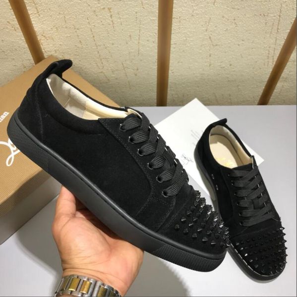 

new christian luxury louboutin bottom red bottoms studded spikes cl mens casual shoes men women party lover sports sneakers bf 202-58, Black