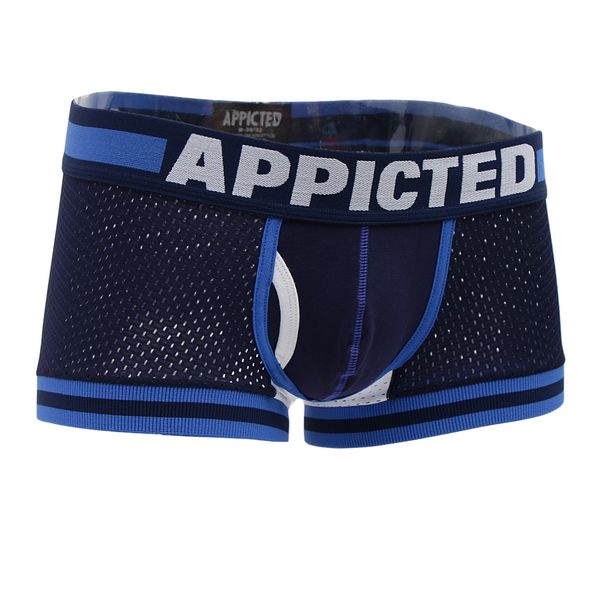 

men's stretchy breathable mesh boxer briefs underwear, Black;white