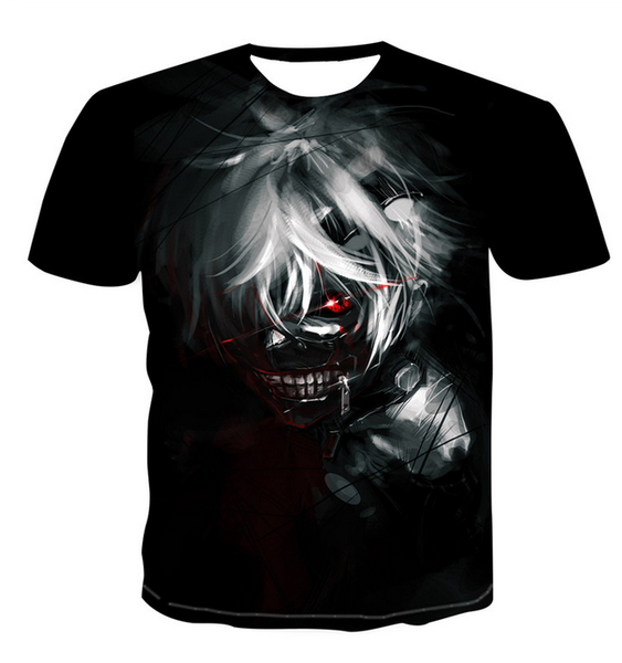 

2019 tokyo ghoul аниме kaneki ken 3d печать футболки мужчины хип-хоп с коротким рукавом черные футболки летние топы новый стиль мода мужская, White;black