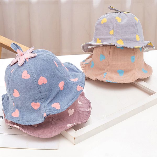 

cute cotton love baby bucket hat round beach caps boy girl sun hat for kids 3-36 months match clothes summer baby girl sun, Yellow