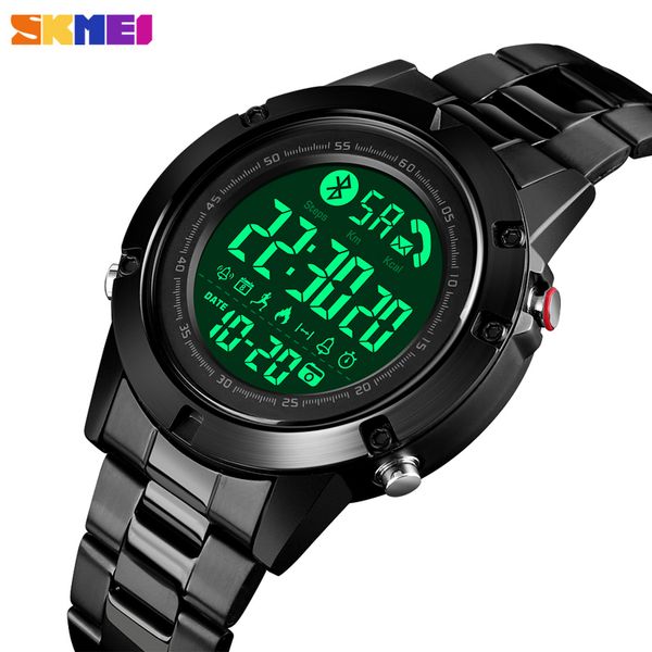 

skmei smart bluetooth digital watch men sport waterproof calorie fitness clock watches man wristwatch reloj intelligent 1500, Slivery;brown