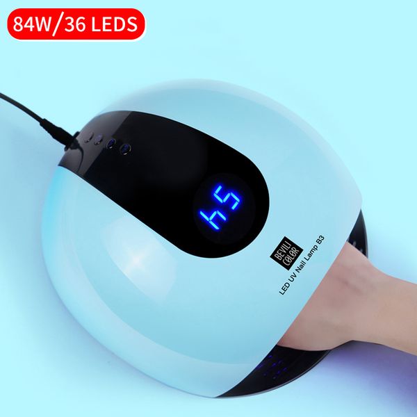 

80w uv led lamp for nails dryer 10s/30s/60s/120s timer lcd display infrared sensing 36 leds uv lamp nail dryer manicure tool j190712