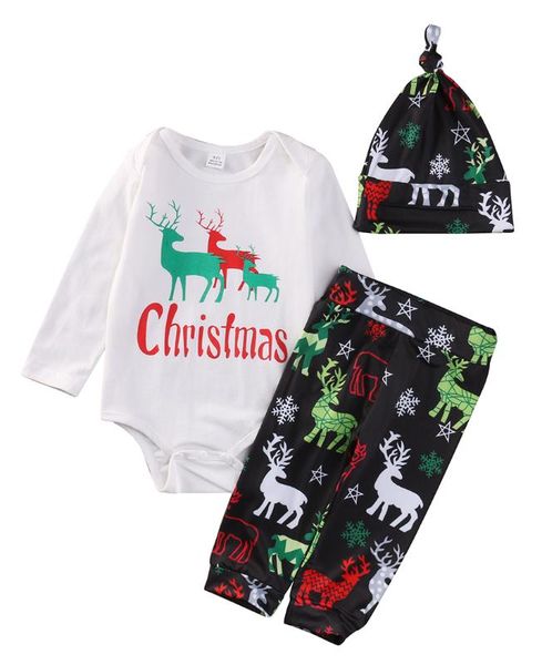 

новорожденный мальчик девочка прекрасный весна осень одежда набор 3шт с длинным рукавом ползунки леггинсы брюки шляпа наряд набор 3-18 месяц, White