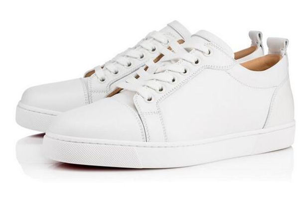 

luxury price wholesale simple black white genuine leather men women red bottom low cut junior sneakers lace-up trainers