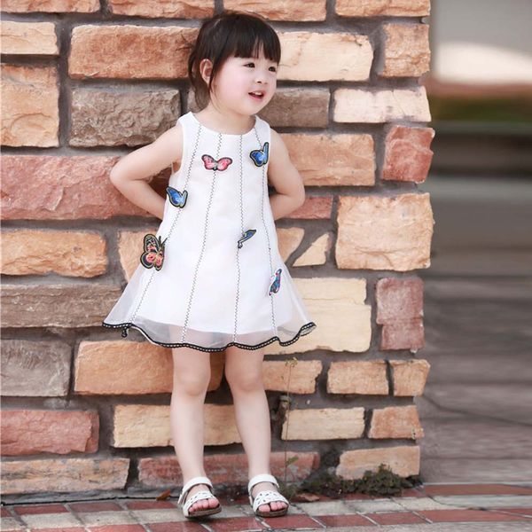 

girls kids baby summer butterfly sleeveless dress princess style party wedding pageant tutu dresses vestido infantil menina@35f8, Red;yellow