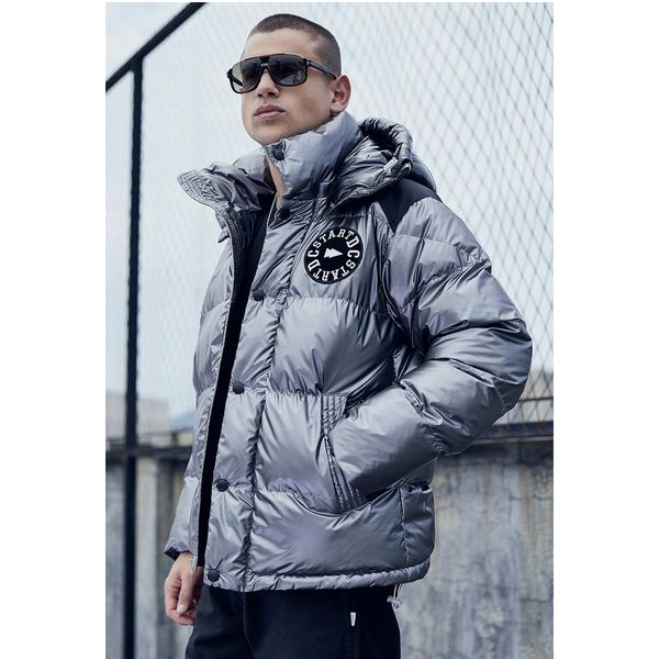 

men down coat designer parkas 2019 winter brand fashion letter embroidery print spliced coat luxury casual down jackets for men selling, Black
