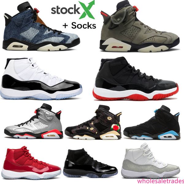

new 6 6s washed denim travis scotts infrared psg reflective light bone basketball shoes bred 11 11s concord 45 men shoes unc sports sneakers