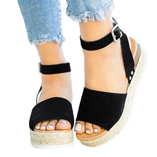 

women sandals plus size wedges shoes for women high heels sandals summer shoes 2020 flip flop chaussures femme platform, Black