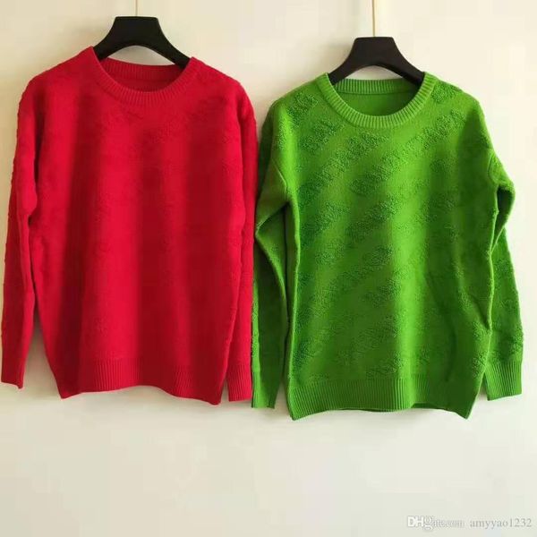 

928 2019 осень бренд тот же стиль свитер пуловер письмо круглый вырез роскошная женская одежда красный зеленый цянь, White;black