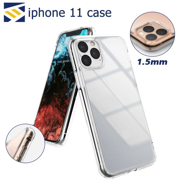 

1.5mm thickness gummy crystal tpu case shock absorption soft transparent back cover for iphone 11 pro max x xs max xr