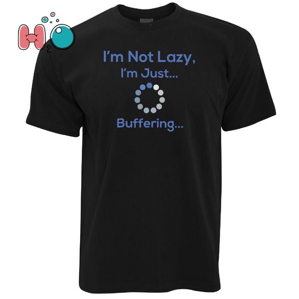 

novelty slogan t shirt i'm not lazy just buffering nerd computer joke geek, White;black