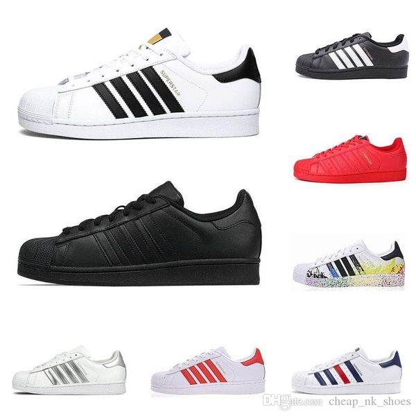 

star superstars men women flat casual shoes triple black white gold red pride iridescent mens fashion leather sneakers outdoor walking