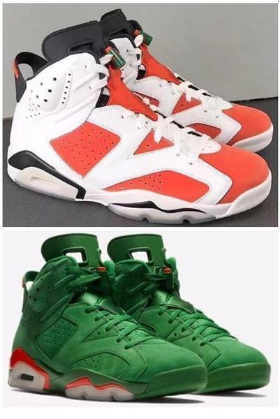 

6 6s gatorade orange basketball shoes men 6s gatorade green suede sneakers new with shoes box