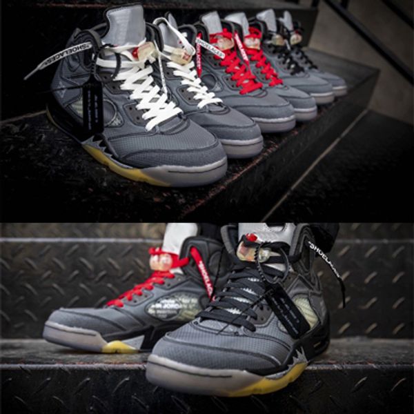 

Новый релиз Off Air 5 Black Муслин Огонь Красный 3M Reflective 23 Баскетбол обувь Мужчины 5S Спорт кроссовки с коробкой CT8480-001