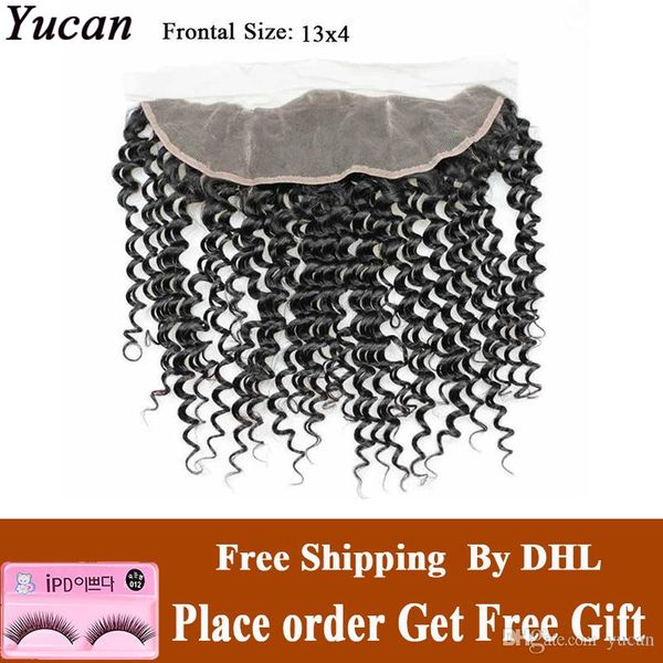 

exquisite hand-tied virgin indian lace closure 13x4 part deep wave swiss lace closure brazilian human hair lace frontal by dhl, Black;brown