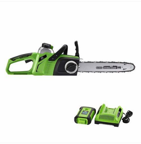 

40v max lithium-ion brushless cordless 14 inch chain saw 4.0ah battery and charger include
