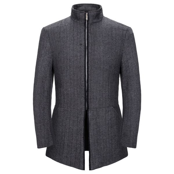 

mens jacket 2019 new autumn casual business stripe collar long jacket trench coats men fashion windbreaker pocket trench jackets, Black;brown