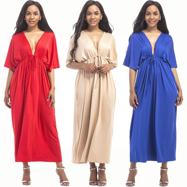 

womens designer solid color banquet dress v-neck long sleeve hip split dress 8zv8, Black;gray