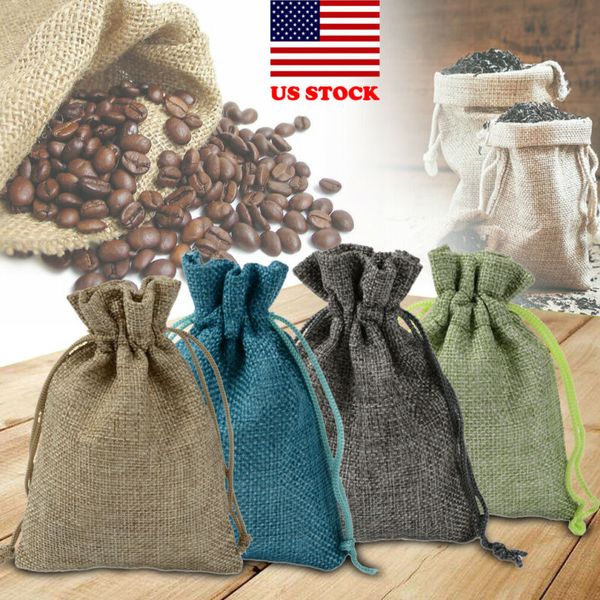 

5Pcs Burlap Bags Wedding Party Christmas Gift Jewelry Gift Bags Drawstring Pouch Mini Jute Pouches Packing Storage Bag
