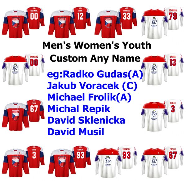 

czech republic 2019 iihf world championship hockey jerseys radko gudas jersey jakub voracek frolik dominik simon hronek custom stitched, Black;red