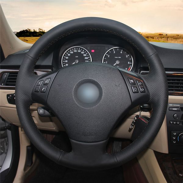

black artificial leather anti-slip customized car steering wheel cover for bmw e90 320 318i 320i 325i 330i 320d x1