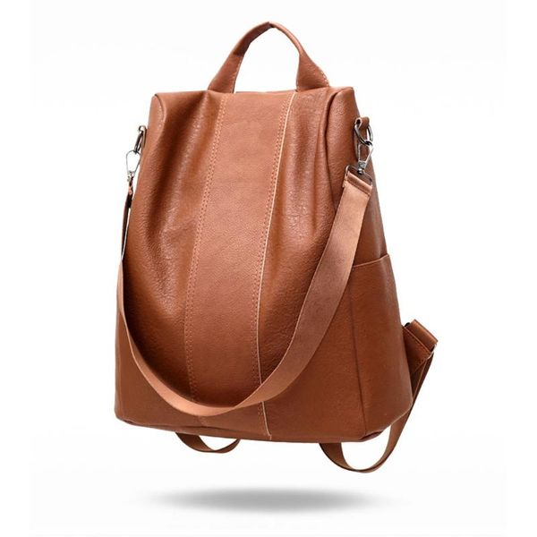 

travel stylish schoolbag soft anti theft tote women backpack camping lady casual fashion pu leather zipper