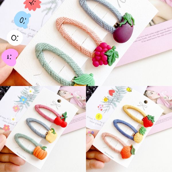 

fruit wool bb hairpin fairy mori headdress headdress girl hair clip female clip hairpin girl, Slivery;white