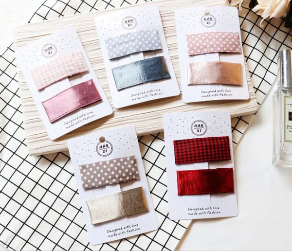 

fashion women plaid hairpins girl's lovely korean style dot headwear sweet hair accessories bangs side clips