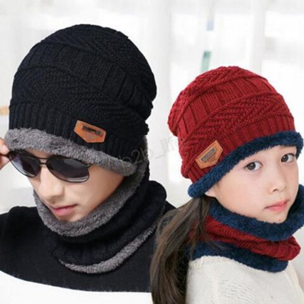

мужчины трикотажные beanie мода добавить утолщенные хлопок cap шарф 2 шт набор зимний теплый cap шарф шапки унисекс трикотажное на открытом, Blue;gray