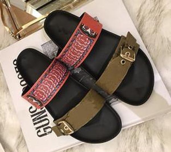 

ry beach slippers summer flat sandals slippers ladies designer slide, Black