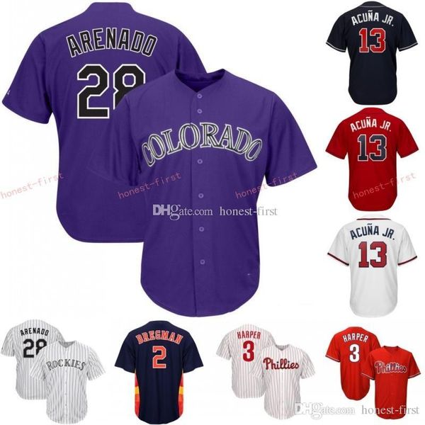 

28 Nolan Arenado Colorado News Rockies Embroidery Men's Majestic Alternate Purple Official Cool Base Player Baseball Newss