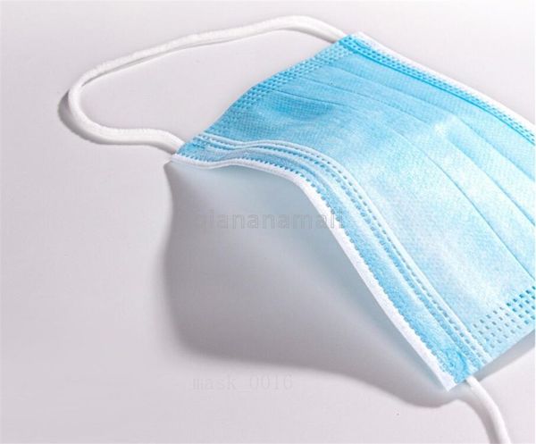 

50pcs fast delivey синий ply одноразовая пыле загрязнение нетканые dust ear loop mask 3 слоя маски brkx