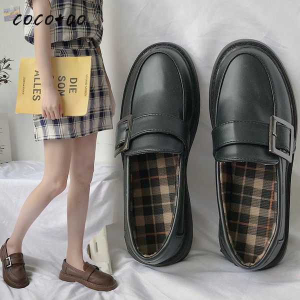 

2020 ins single shoes female british student wild japanese jk one pedal college wind love single shoes tide, Black