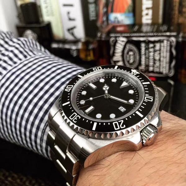

44mm watch men seadweller automatic watch ceramic bezel stainless steel watches glide lock clasp 2813 movement mens w42t, Slivery;golden