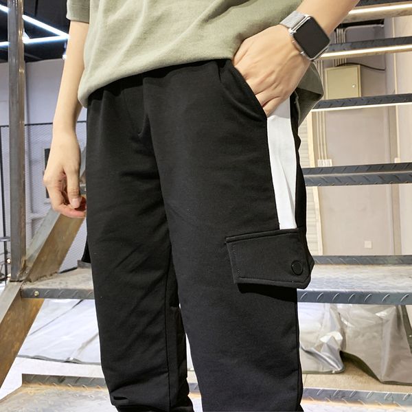 

2019 лето новый стиль сыпучие шаровары подросток beam ноги повседневные брюки корейский стиль стильный athletic, Black