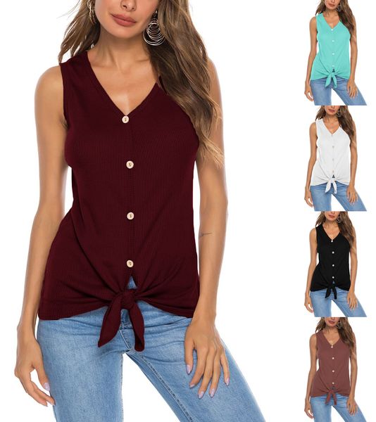 

европейских и американских женщин одежда sexy solid color рукавов повседневный кнопка top vest рубашка, White