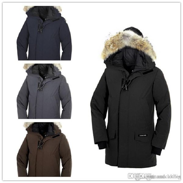 

2020 canada brand designer jacket new thick warm and windproof waterproof long section slim solid color duck down jacket, Black