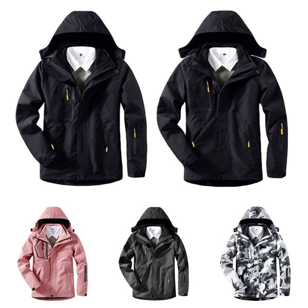 

winter 3 in 1 windproof jacket liner men/women large size camouflage coats outdoor camping hiking trekking fishing hunting coat, Blue;black