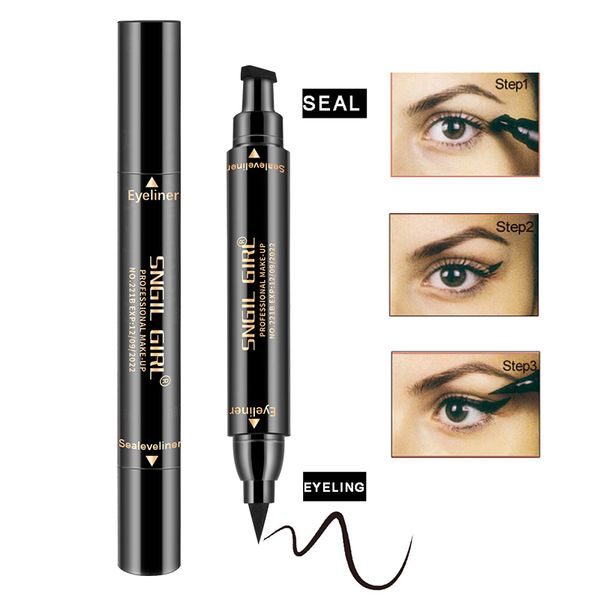 

makeup black eye liner pen double head seal eyes wing stamp waterproof liquid eyeliner pencil women make up cosmetics tool 1 pcs