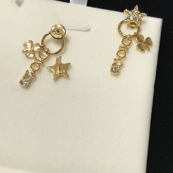 

d family clover five-pointed star earring 925 silver needle female earring accessories, White