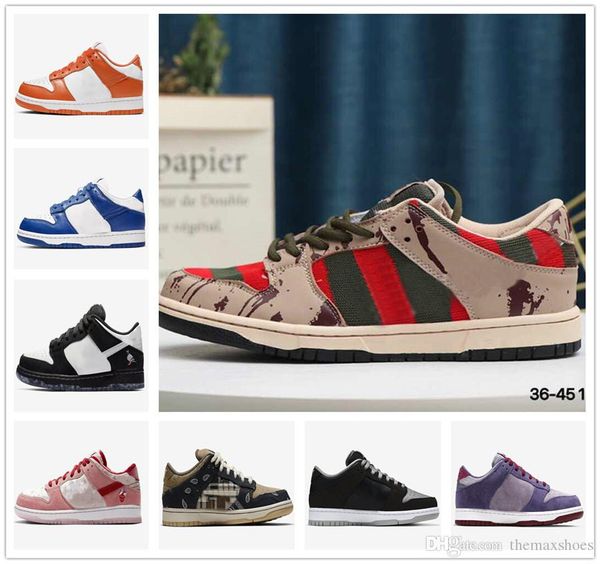 

2020 Новый Сиракузы Panda Pigeon Kentucky Стрейнджлав х SB Dunk Low Chaussures Ночь Вред Кроссовки Скейтборд Плам Тень тапки