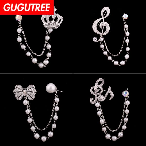 

gugutree brooch breastpin crown note leaf star bowknot patch metal patches badges applique patches for clothing hh-49, Black