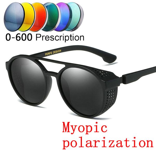 

men women finished myopia mirror polarized sunglasses sun glasses fashion myopia lens 100-600 degrees round sunglasses fml, White;black