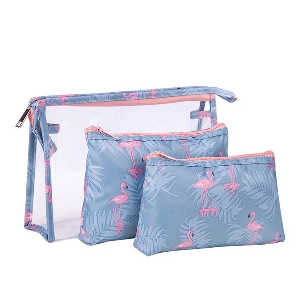 

transparent pvc cosmetic bag three piece toiletries storage bag portable waterproof and dustproof travel suit