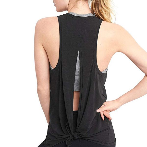 

sexy открыть назад йога рубашка женщина твердая спорт рубашки tie yoga top racerback тренировки рубашка tank tops gym fitness, White;red