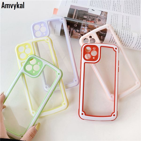 

candy color frame shockproof phone case for iphone 11 pro xr xs max 6s 7 8 plus camera protection case arylic phone cover