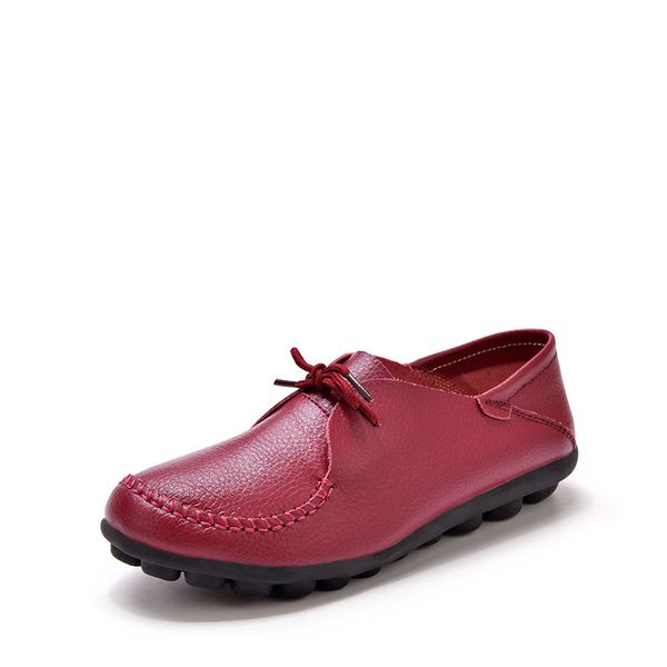 

2018 new style women's shoes peas nurses genuine leather pregnant women flat shoes large size breathable, Black