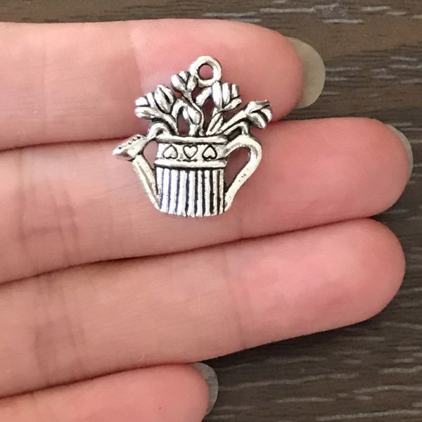 

wholesale diy bohemian garden charm antique silver tone flower water can pendant charm for bracelet necklace earring zipper pulls jewelry, Bronze;silver