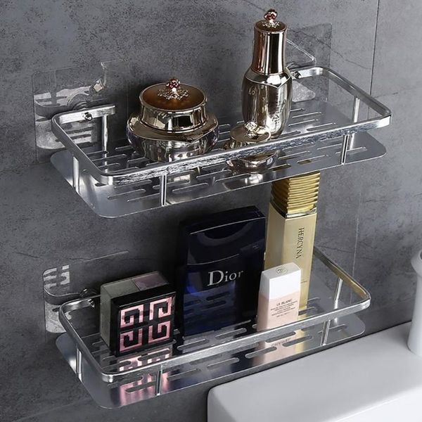 

1/2 tiers aluminium bathroom shower bath holder for shampoos shower gel kitchen home balcony shelf hanging storage rack